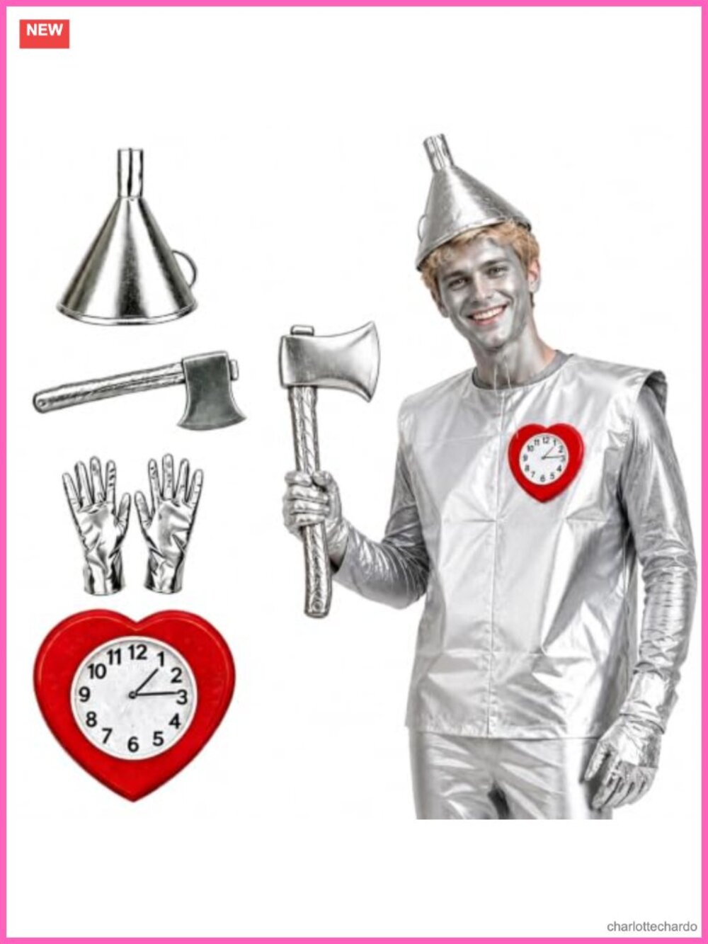 5PCS Tin Costume Accessory Set Silver Adult Cosplay Halloween